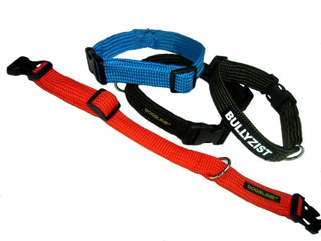 HALSBAND FLACH VON DOGSLINE�  VERSTELLBAR HANDGEFERTIGT FLACHFLECHTSEIL � 25 MM F�R LOGO-PADS